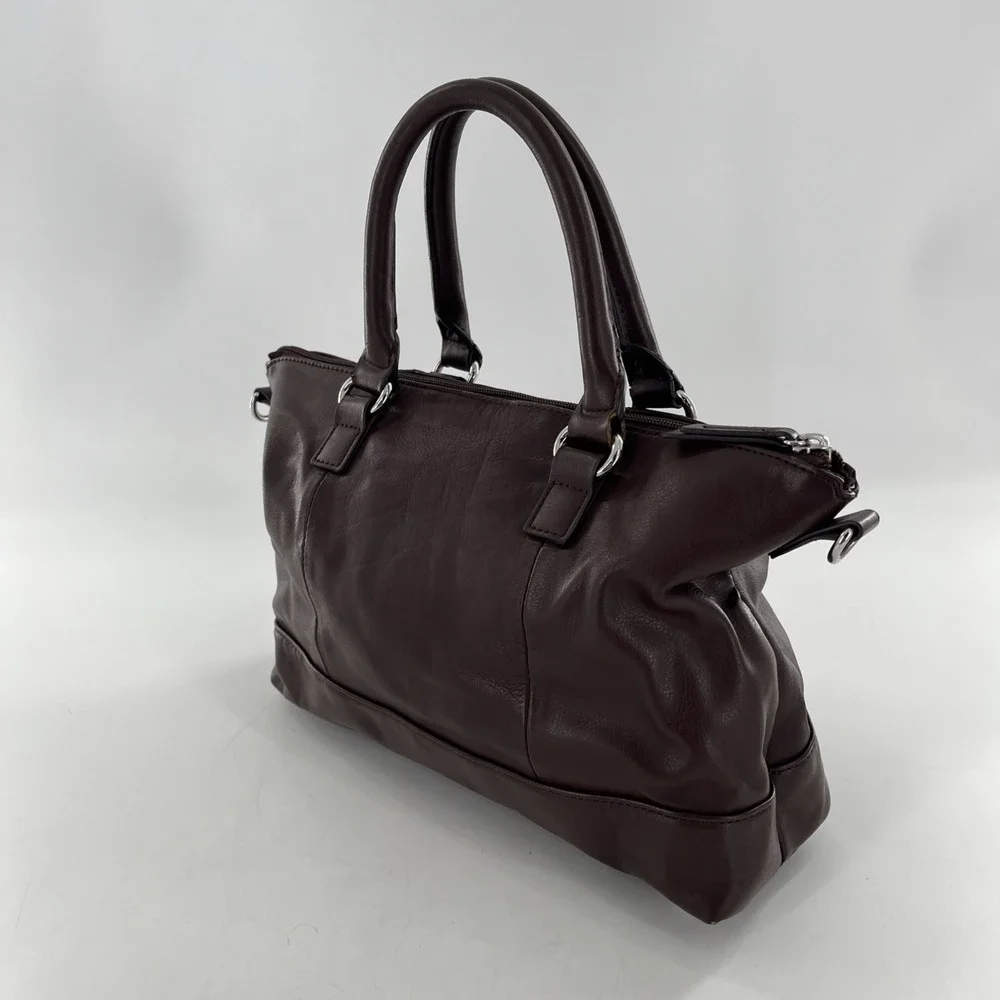 Tignanello‎ Brown Leather Tote Crossbody Medium Satchel & Keyring Detach Strap